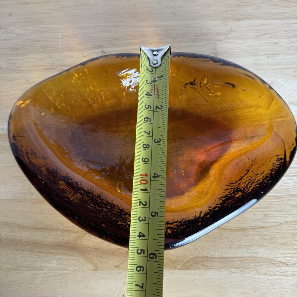 MCM Blenko Freeform Chunky Amber Glass Amoeba Sculpture Disha - Picture 4 of 5
